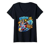 Women's Kids Boys T-Shirts Space 'Earth is Somewhere Over There' V-Neck T-Shirt