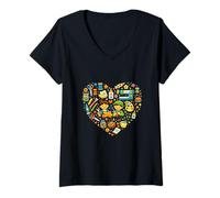 Women's Kids Crafting Art Supplies Creative Heart Shape V-Neck T-Shirt