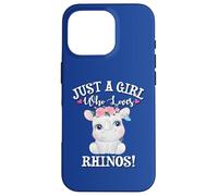 Womens Kids Flowers Just A Girl Who Loves Rhinos Case for iPhone 16 Pro