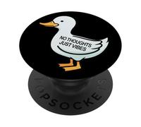 Womens Kids Funny No Thoughts Just Vibes Duck Lover PopSockets Adhesive PopGrip