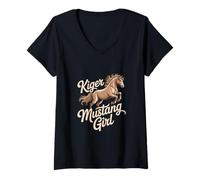 Womens Kiger Mustang Girl Kiger Mustang Horse Pride Equestrian V-Neck T-Shirt