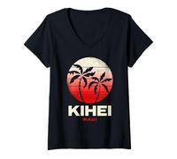 Women's Kihei Maui Retro Hawaii Sunset Wear V-Neck T-Shirt