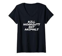 Womens Kill Workouts Not Animals | Vegan Muscle Workout V-Neck T-Shirt