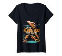 Women's Killfish I Am The Flake God V-Neck T-Shirt