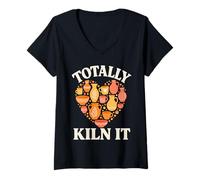 Women's Kiln Pun Pottery Studio Ceramics V-Neck T-Shirt