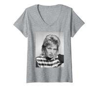 Women's Kim Wilde Chequered Love Singer by Allan Ballard V-Neck T-Shirt
