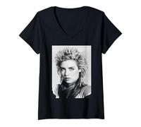 Women's Kim Wilde Pop Star Teases & Dares Era Portrait 1984 V-Neck T-Shirt
