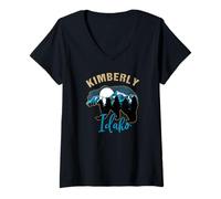 Women's Kimberly Idaho USA Bear Silhouette Moon Forest Mountains V-Neck T-Shirt