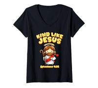 Women's Kind Like Jesus Ephesians Bible Verse Cute Kid Christianity V-Neck T-Shirt
