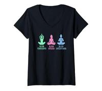 Women's Kind Thoughts Speech Intentions Yoga Meditation V-Neck T-Shirt