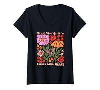 Womens Kind Words are Sweet Like Honey Bible Verse Gift V-Neck T-Shirt