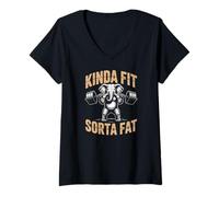Women's Kinda Fit Sorta Fat Elephant Gym Workout V-Neck T-Shirt