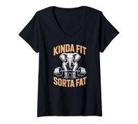 Women's Kinda Fit Sorta Fat Elephant Powerlifting Gym V-Neck T-Shirt