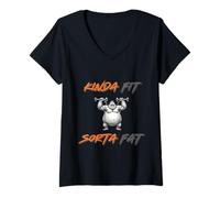 Women's Kinda Fit Sorta Fat - Funny Gym Gorilla Workout V-Neck T-Shirt