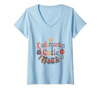 Womens Kindergarten Cutie Back to School Scholastic Early Learners V-Neck T-Shirt