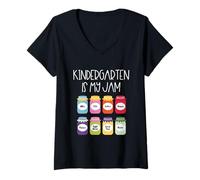 Womens Kindergarten is My Jam Kindergarten Teacher Back to School V-Neck T-Shirt