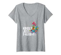 Womens Kindly Just F-Kaw-F - Funny Chicken Rooster Meme V-Neck T-Shirt