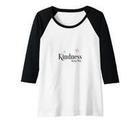 Womens Kindness Always Wins Inspirational Butterfly Motif Raglan Baseball Tee