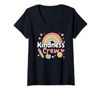 Women's Kindness Crew Inclusion School Teacher V-Neck T-Shirt