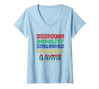 Women's Kindness Equality Inclusion Diversity Love para V-Neck T-Shirt