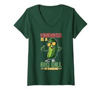 Women's Kindness is A Big Dill to Everyone Pun Motivation V-Neck T-Shirt, Dark Green, Small