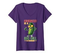Women's Kindness is A Big Dill to Everyone Pun Motivation V-Neck T-Shirt, Purple, Large