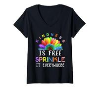 Women's Kindness is Free Sprinkle It Everywhere V-Neck T-Shirt