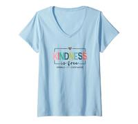 Women's Kindness is Free Teacher Classroom Positive Message School V-Neck T-Shirt