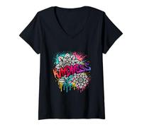 Womens Kindness Mandala Floral Graffiti Street Urban V-Neck T-Shirt