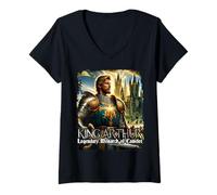 Womens King Arthur Camelot Medieval V-Neck T-Shirt