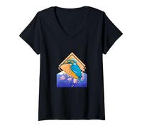 Womens King Fisher Set Over Mountain in Spring V-Neck T-Shirt