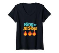 Womens King of AI Slop V-Neck T-Shirt