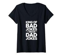 Women's King of Bad Jokes I Mean Dad Jokes V-Neck T-Shirt