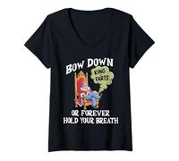 Womens King of Farts Shirt Bow Down or Forever Hold Your Breath V-Neck T-Shirt