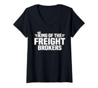 Womens King of Freight Brokers V-Neck T-Shirt