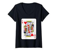 Womens King of Hearts Playing Cards Halloween Costume V-Neck T-Shirt