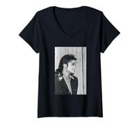 Womens King of Pop Michael Jackson in London 1988 V-Neck T-Shirt