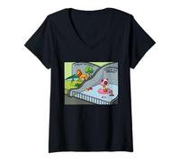 Womens King of the Forest Lion vs King of the Internet Cat Meme V-Neck T-Shirt