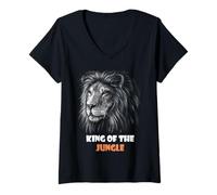 Women's King of the Jungle Safari Lion Head V-Neck T-Shirt