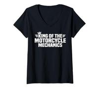 Womens King of The Motorcycle Mechanics V-Neck T-Shirt