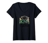Womens Kingdom Mentality Panther Hip-Hop Design Urban Hustle Art V-Neck T-Shirt