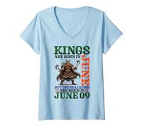 Women's Kings are Born in Jun But The Real Kings are Born On June 09 V-Neck T-Shirt