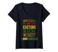 Womens Kingston, JA Slogans, Rasta Flag, Jamaican Culture V-Neck T-Shirt