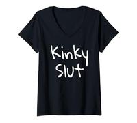 Womens Kinky Hot Wife BDSM Cuckold Slut Adult Novelty Gift V-Neck T-Shirt