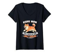 Women's Kishu Inu Mom, Like A Regular Mom Only Cooler - Kishu Dog V-Neck T-Shirt