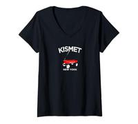 Womens Kismet Fire Island New York Long Island red Wagon Family mom V-Neck T-Shirt