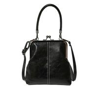Women's Kiss Lock Crossbody Bag PU Leather Kiss Clasp Purse Crossbody Shoulder Bags Hobo Tote Purses Wallet Handbags, A Black, One Size