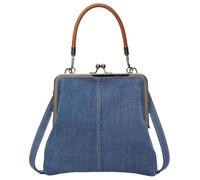 Women's Kiss Lock Crossbody Bag PU Leather Kiss Clasp Purse Crossbody Shoulder Bags Hobo Tote Purses Wallet Handbags, C Denim Blue, One Size