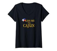 Women's KISS ME I'm Cajun Arcadian V-Neck T-Shirt