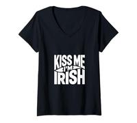Women's Kiss Me I'm Irish St Patrick's Day V-Neck T-Shirt
